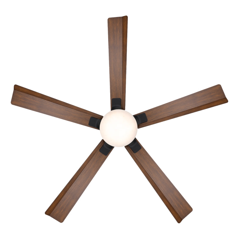 Modern Forms FR-D2603-56 Radiant 56" Ceiling Fan with LED Light Kit - Matte Black with Distressed Koa Blades/Alabaster