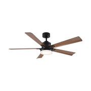 Modern Forms FR-D2603-56 Radiant 56" Ceiling Fan with LED Light Kit - Matte Black with Distressed Koa Blades/K5 Crystal