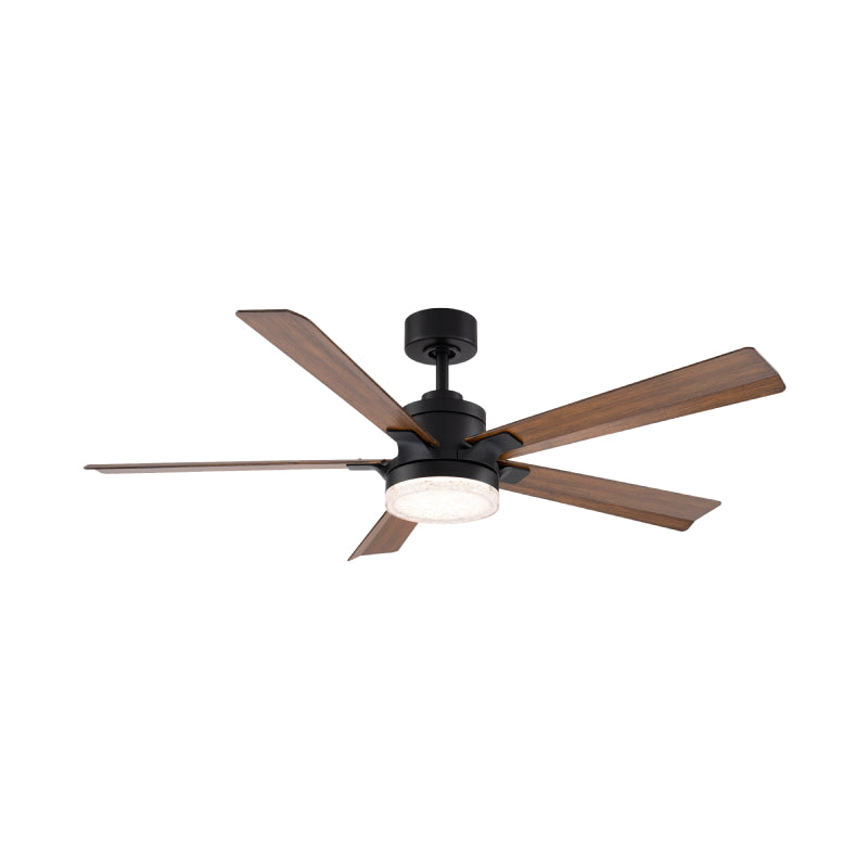Modern Forms FR-D2603-56 Radiant 56" Ceiling Fan with LED Light Kit - Matte Black with Distressed Koa Blades/K5 Crystal