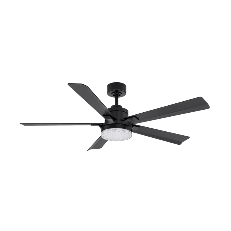 Modern Forms FR-D2603-56 Radiant 56" Ceiling Fan with LED Light Kit - Matte Black with Matte Black Blades/K5 Crystal