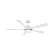 Modern Forms FR-D2603-56 Radiant 56" Ceiling Fan with LED Light Kit - Matte White with Matte White Blades/K5 Crystal