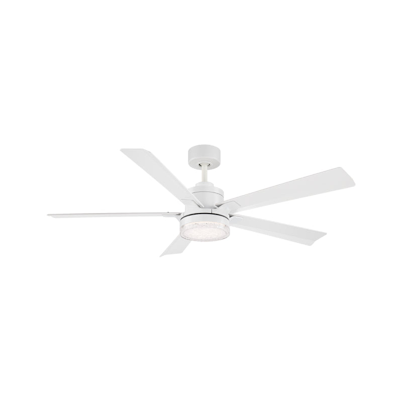 Modern Forms FR-D2603-56 Radiant 56" Ceiling Fan with LED Light Kit - Matte White with Matte White Blades/K5 Crystal