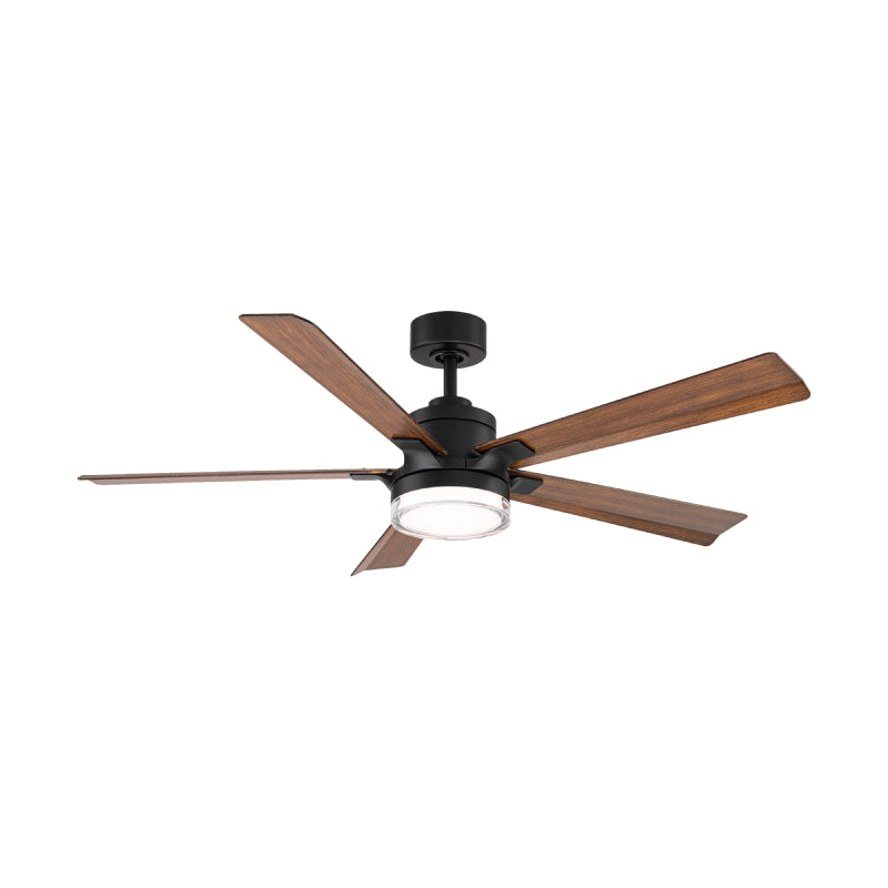 Modern Forms FR-D2603-56 Radiant 56" Ceiling Fan with LED Light Kit - Matte Black with Distressed Koa Blades/Acrylic