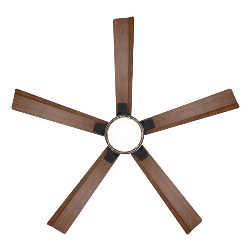 Modern Forms FR-D2603-56 Radiant 56" Ceiling Fan with LED Light Kit - Matte Black with Distressed Koa Blades/Acrylic