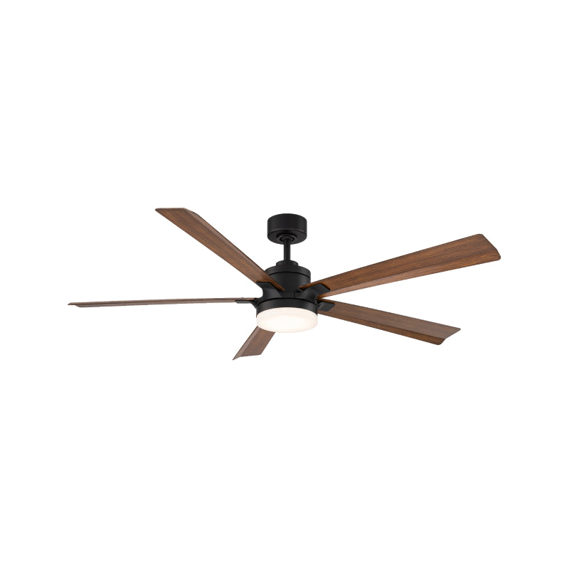 Modern Forms FR-D2603-64 Radiant 64" Ceiling Fan with LED Light Kit - Matte Black with Distressed Koa Blades/Alabaster