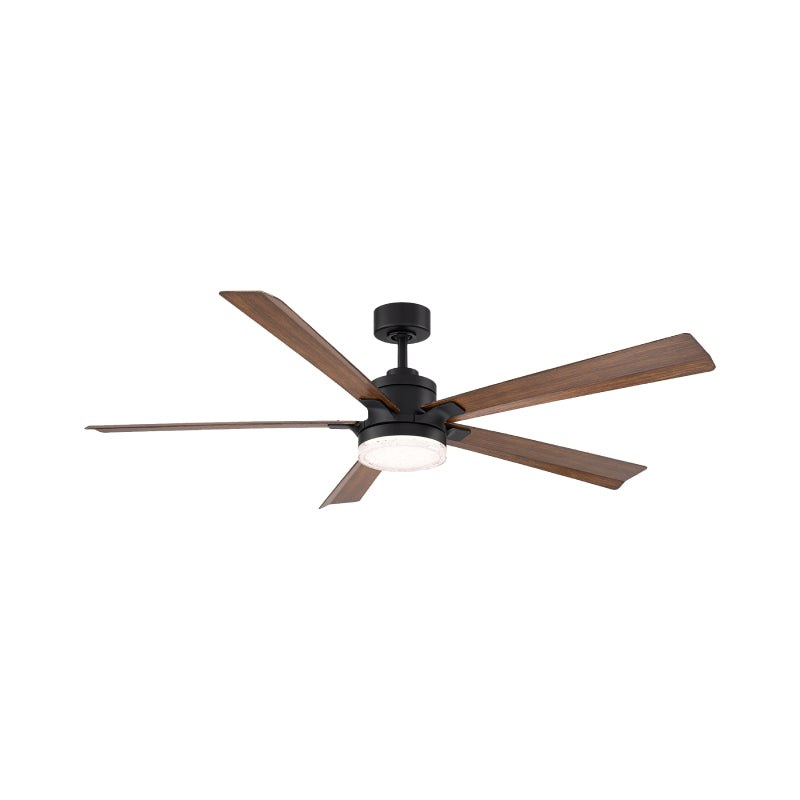 Modern Forms FR-D2603-64 Radiant 64" Ceiling Fan with LED Light Kit - Matte Black with Distressed Koa Blades/K5 Crystal