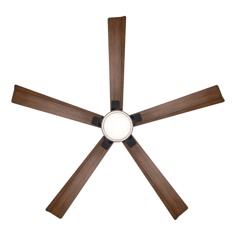 Modern Forms FR-D2603-64 Radiant 64" Ceiling Fan with LED Light Kit - Matte Black with Distressed Koa Blades/K5 Crystal