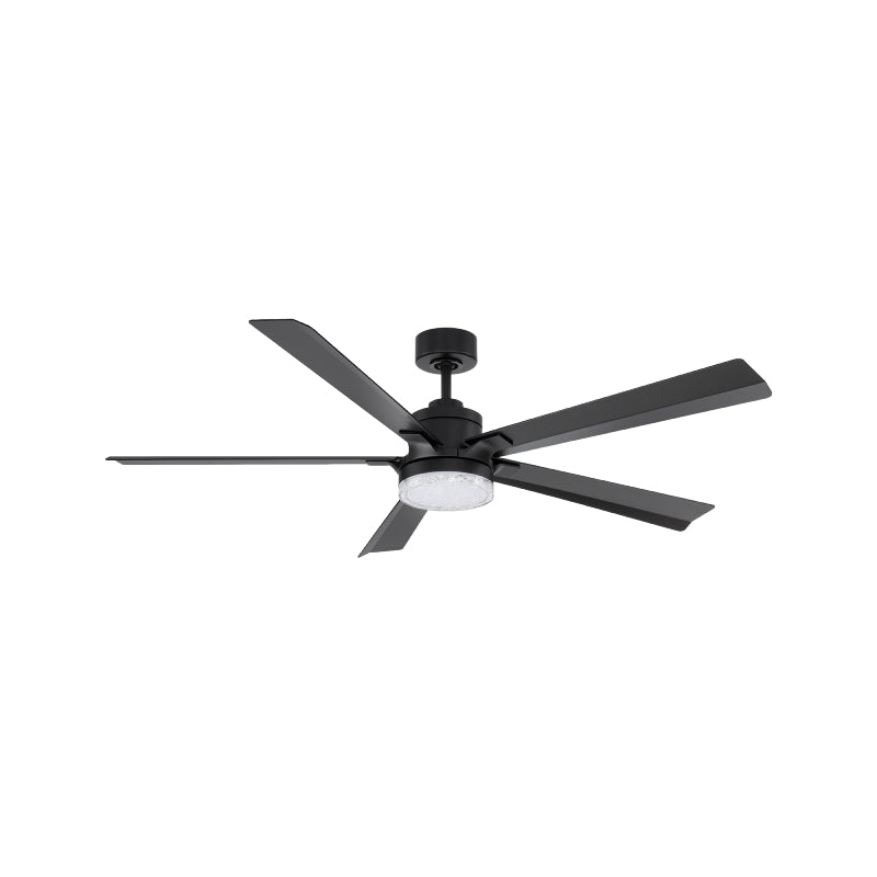 Modern Forms FR-D2603-64 Radiant 64" Ceiling Fan with LED Light Kit - Matte Black with Matte Black Blades/K5 Crystal