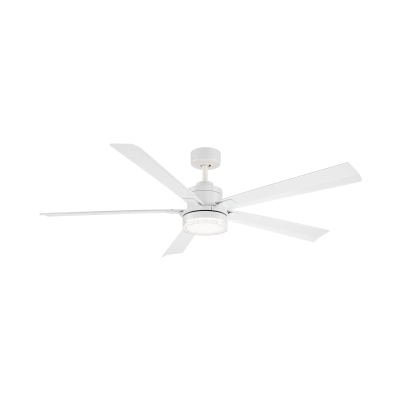 Modern Forms FR-D2603-64 Radiant 64" Ceiling Fan with LED Light Kit - Matte White with Matte White Blades/K5 Crystal