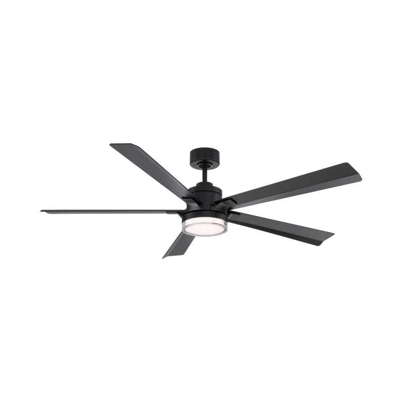 Modern Forms FR-D2603-64 Radiant 64" Ceiling Fan with LED Light Kit - Matte Black with Matte Black Blades/Acrylic