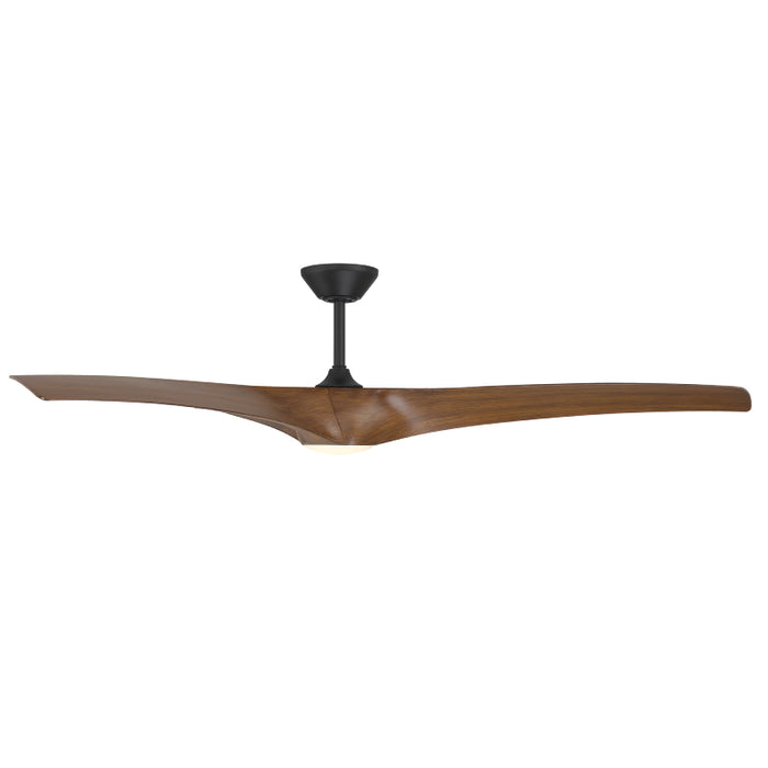 Modern Forms FR-W2006-72L Zephyr 72" Outdoor Ceiling Fan with LED Light Kit - Matte Black with Distressed Koa Blades