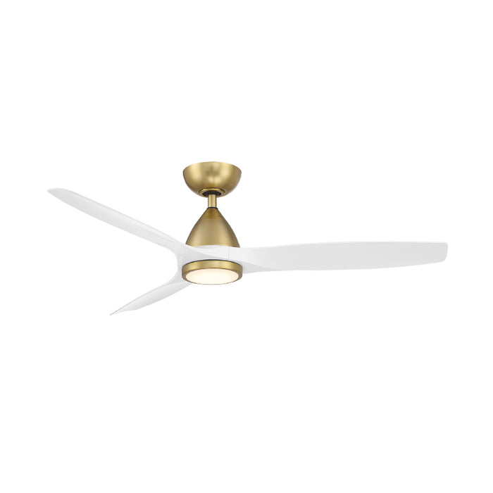 Modern Forms FR-W2202-54L Skylark 54" Outdoor Ceiling Fan with LED Light Kit, 3000K-Soft Brass/Matte White