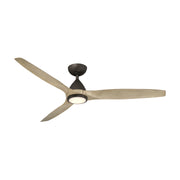 Modern Forms FR-W2202-62L Skylark 62" Outdoor Ceiling Fan with LED Light Kit, 4CCT Selectable - Bronze with White Oak Blades