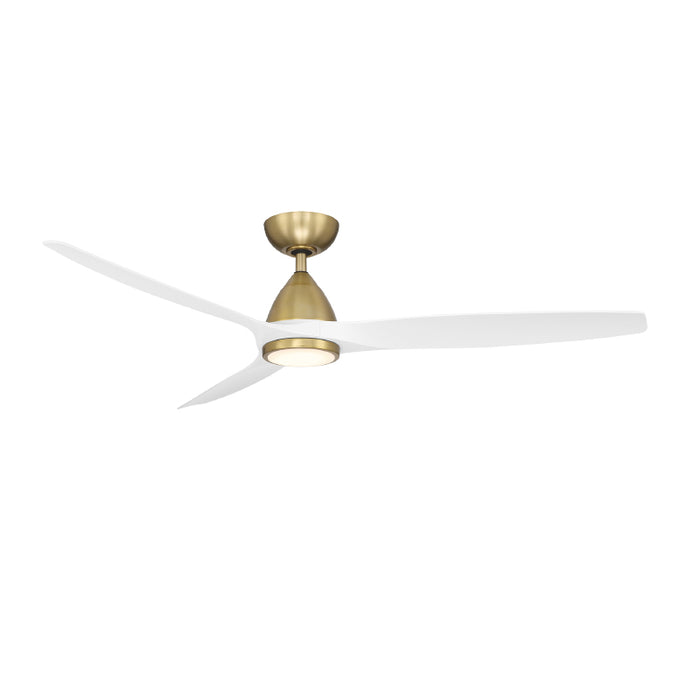 Modern Forms FR-W2202-62L Skylark 62" Outdoor Ceiling Fan with LED Light Kit, 4CCT Selectable-Soft Brass/Matte White