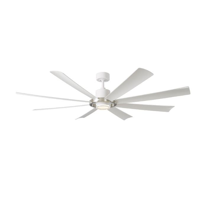 Modern Forms FR-W2303-72L Aura 72" Outdoor Ceiling Fan with LED Light Kit, 4CCT Selectable-Brushed Nickel/Matte White