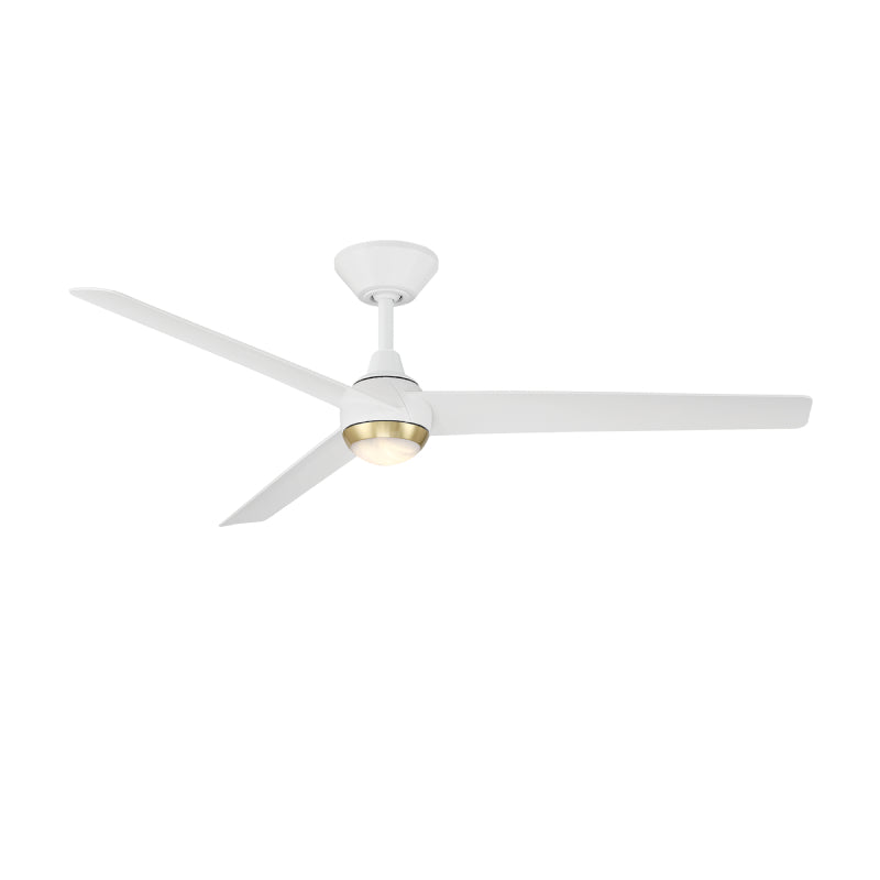 Modern Forms FR-W2503-54L Pisces 54" Outdoor Ceiling Fan with LED Light Kit - Soft Brass with Matte White Blades