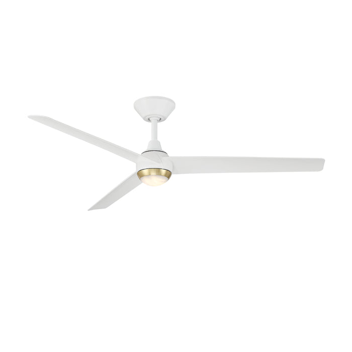 Modern Forms FR-W2503-54L Pisces 54" Outdoor Ceiling Fan with LED Light Kit - Soft Brass with Matte White Blades