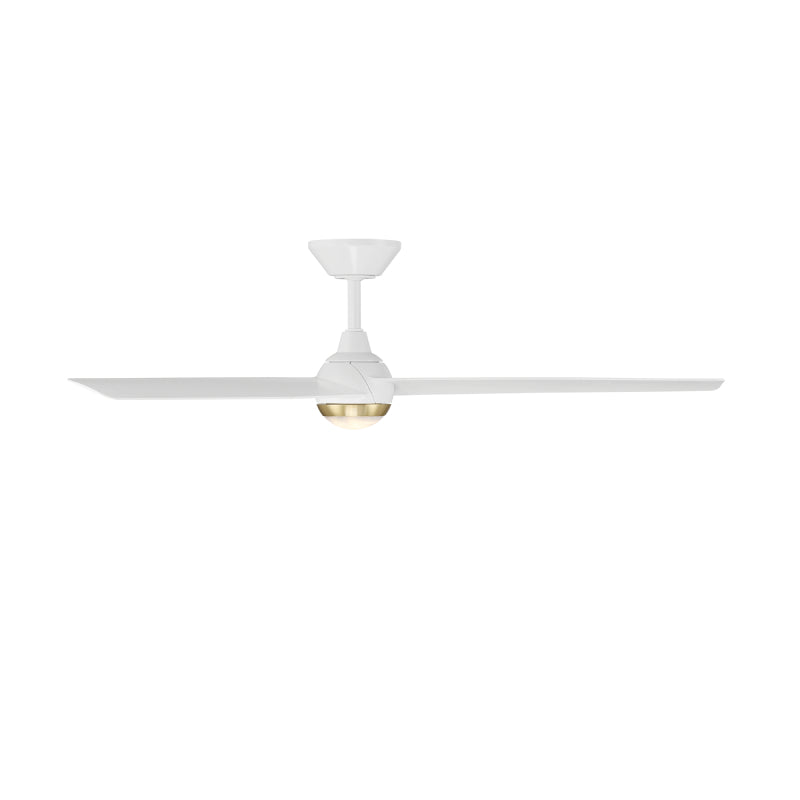 Modern Forms FR-W2503-54L Pisces 54" Outdoor Ceiling Fan with LED Light Kit - Soft Brass with Matte White Blades