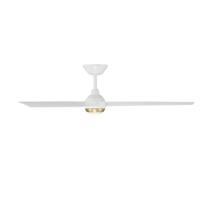 Modern Forms FR-W2503-54L Pisces 54" Outdoor Ceiling Fan with LED Light Kit - Soft Brass with Matte White Blades