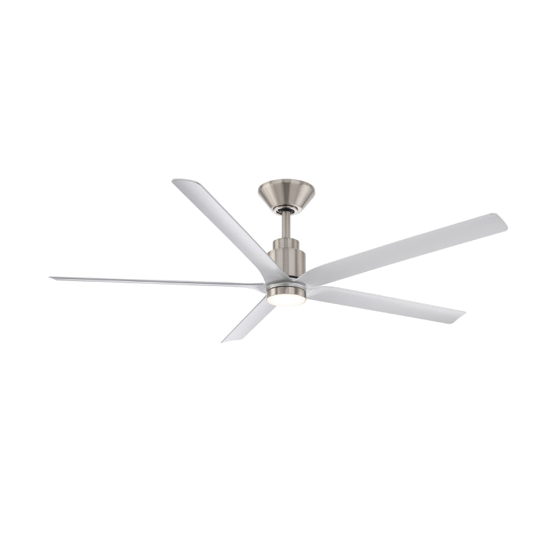 Modern Forms FR-W2601-56L Smooth 5 56" Outdoor Ceiling Fan with LED Light Kit-Brushed Nickel with Silver Blades