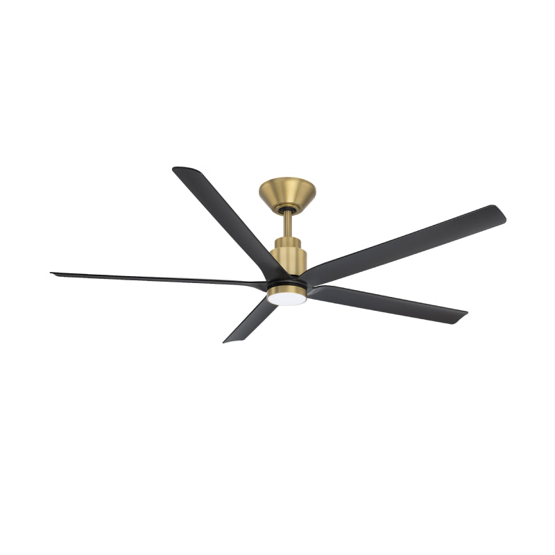 Modern Forms FR-W2601-56L Smooth 5 56" Outdoor Ceiling Fan with LED Light Kit-Soft Brass with Matte Black Blades