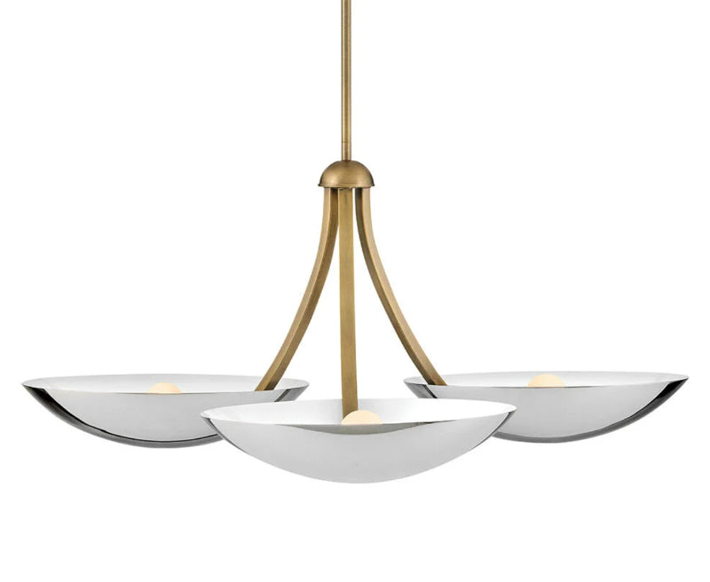 Fredrick Ramond FR41646 Glenn 3-lt 36" LED Chandelier - Heritage Brass with Chrome accents