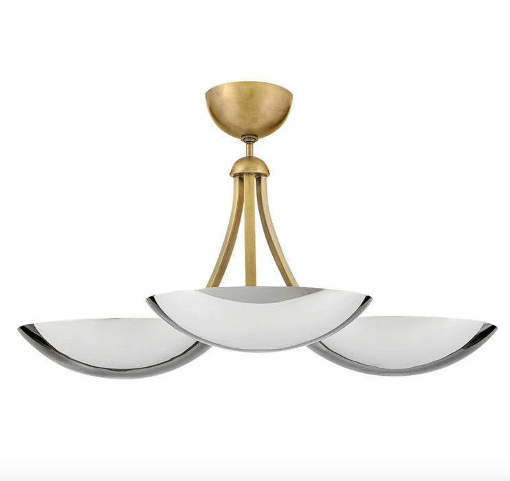 Fredrick Ramond FR41646 Glenn 3-lt 36" LED Chandelier - Heritage Brass with Chrome accents
