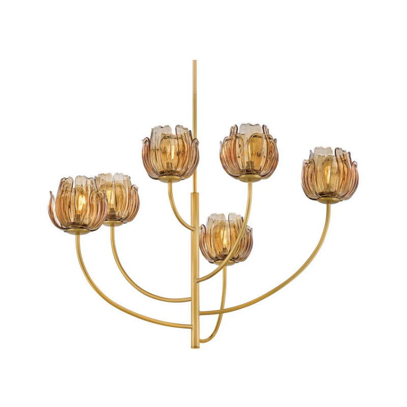 Fredrick Ramond FR46896 Fantine 6-lt 32" LED Chandelier - Unlacquered Brass/Light Amber