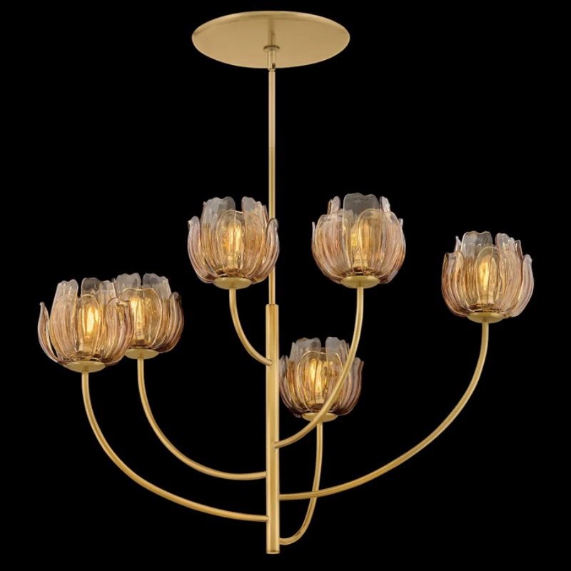 Fredrick Ramond FR46896 Fantine 6-lt 32" LED Chandelier - Unlacquered Brass/Light Amber