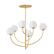 Fredrick Ramond FR46896 Fantine 6-lt 32" LED Chandelier - Unlacquered Brass/White Frosted