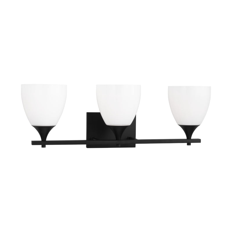 Visual Comfort DJV1023 Toffino 3-lt 26" Vanity Light - Midnight Black/Milk Glass
