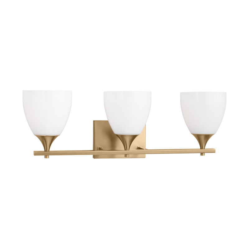 Visual Comfort DJV1023 Toffino 3-lt 26" Vanity Light - Satin Brass/Milk Glass