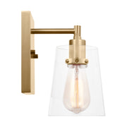 Visual Comfort DJV1031 Crofton 1-lt 9" Tall Small Wall Sconce - Satin Brass Clear Glass