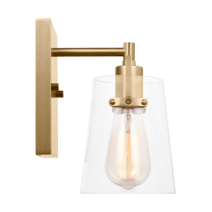 Visual Comfort DJV1031 Crofton 1-lt 9" Tall Small Wall Sconce - Satin Brass Clear Glass
