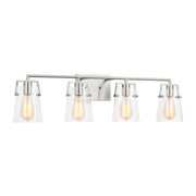 Visual Comfort DJV1034 Crofton 4-lt 33" Vanity Light - Brushed Steel Clear Glass