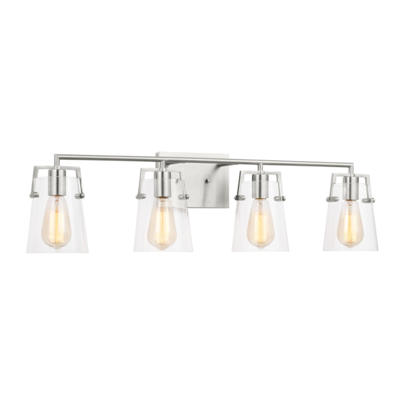 Visual Comfort DJV1034 Crofton 4-lt 33" Vanity Light - Brushed Steel Clear Glass
