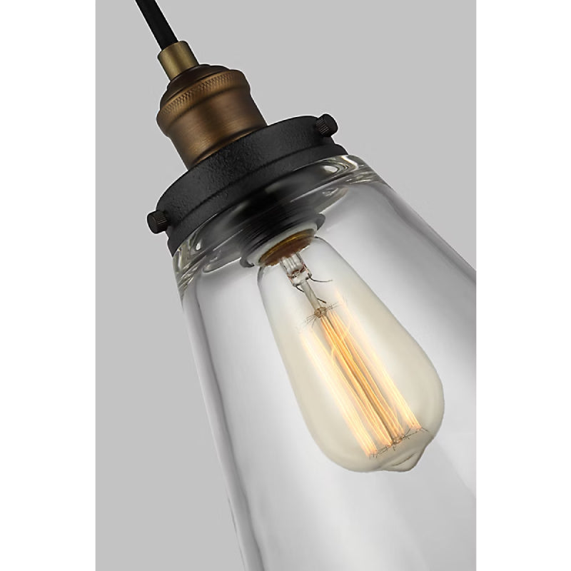 Visual Comfort P1347 Baskin 1-lt 9" Pendant - Painted Aged Brass / Dark Weathered Zinc
