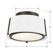 Crystorama FUL-903 Fulton 2-lt 12" Semi Flush Mount