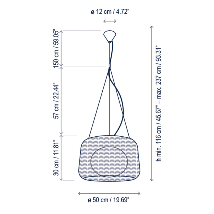 Bover Fora S 2-lt 20" LED Outdoor Pendant