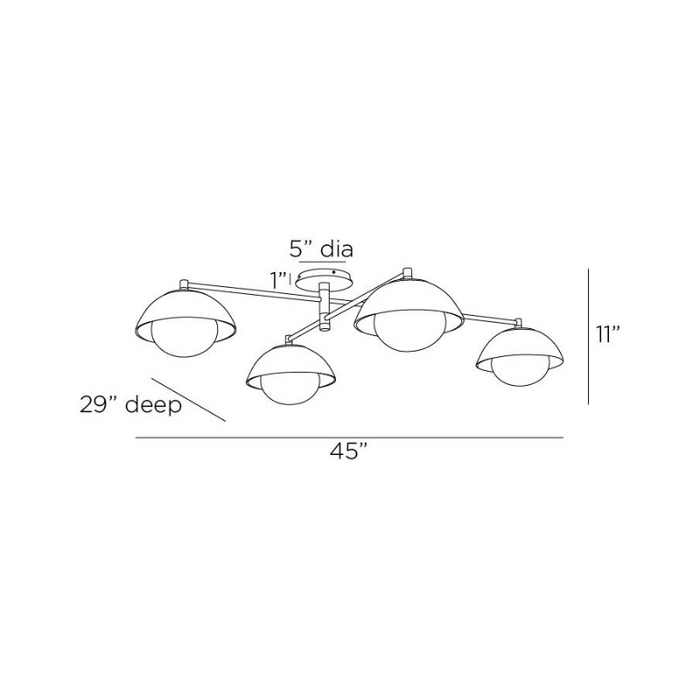 Arteriors GADFC03 Glaze 4-lt 45" Flush Mount
