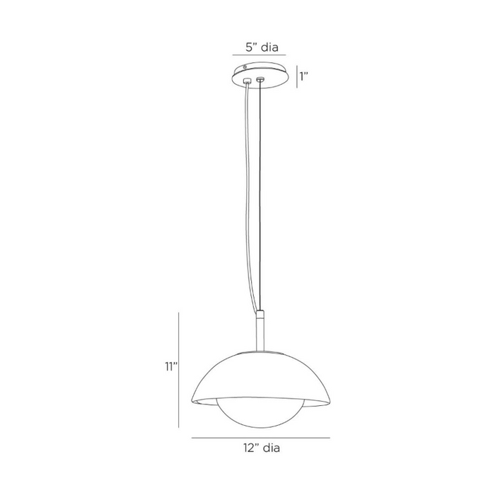 Arteriors GADPC01 Glaze 1-lt 12" Pendant