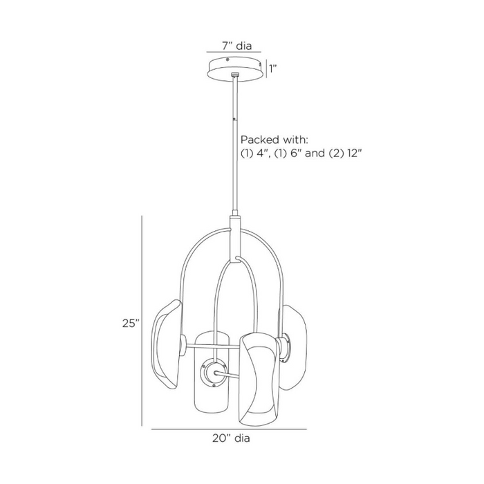 Arteriors GADSC01 Roll 4-lt 20" LED Chandelier