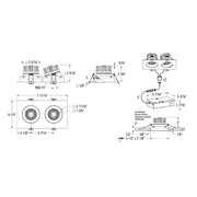 Dals GBR35-CDW-DUO Revolve 3.5" Duo Square Regressed Gimbal Downlight, 5CCT+Dim-to-Warm