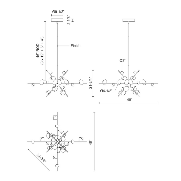 Kuzco CH50848 Geode 48" LED Chandelier