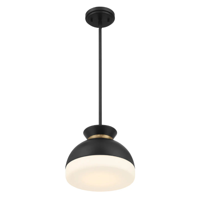 Crystorama GID-4005 Gidget 1-lt 10" Pendant - Matte Black/Vibrant Gold