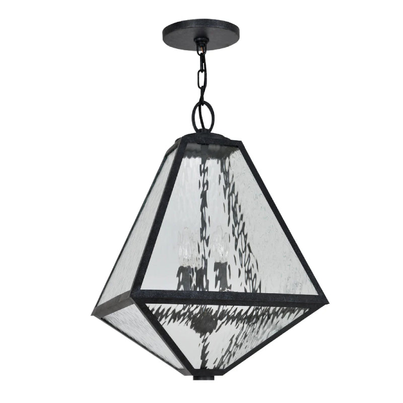 Crystorama GLA-9705 Glacier 3-lt 14" Outdoor Pendant - Water Glass
