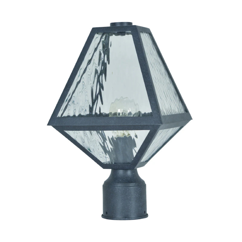 Crystorama GLA-9707 Glacier 1-lt 14" Tall Outdoor Post Light - Water Glass