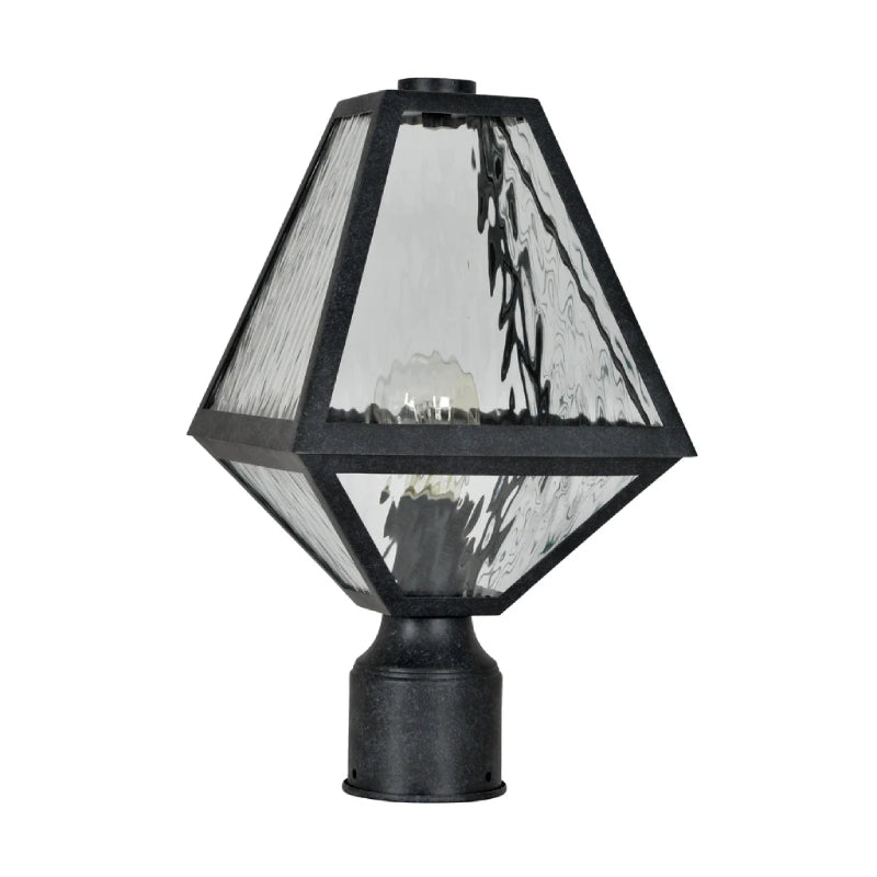 Crystorama GLA-9707 Glacier 1-lt 14" Tall Outdoor Post Light - Water Glass