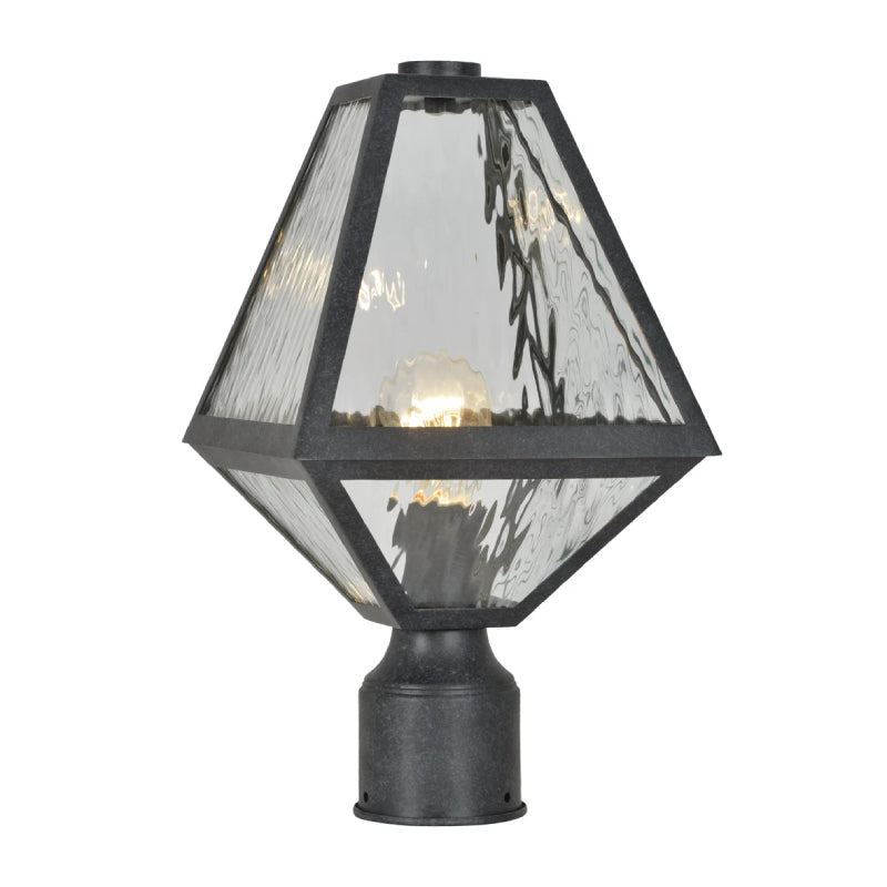 Crystorama GLA-9707 Glacier 1-lt 14" Tall Outdoor Post Light - Water Glass