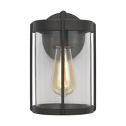 Generation GLO1091 Luning 1-lt 10" Tall LED Outdoor Wall Lantern - Textured Black/Clear